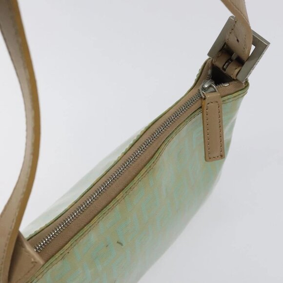 FENDI Zucchino Canvas Hand Bag Peppermint Silver Auth bs24337 - Picture 7 of 16